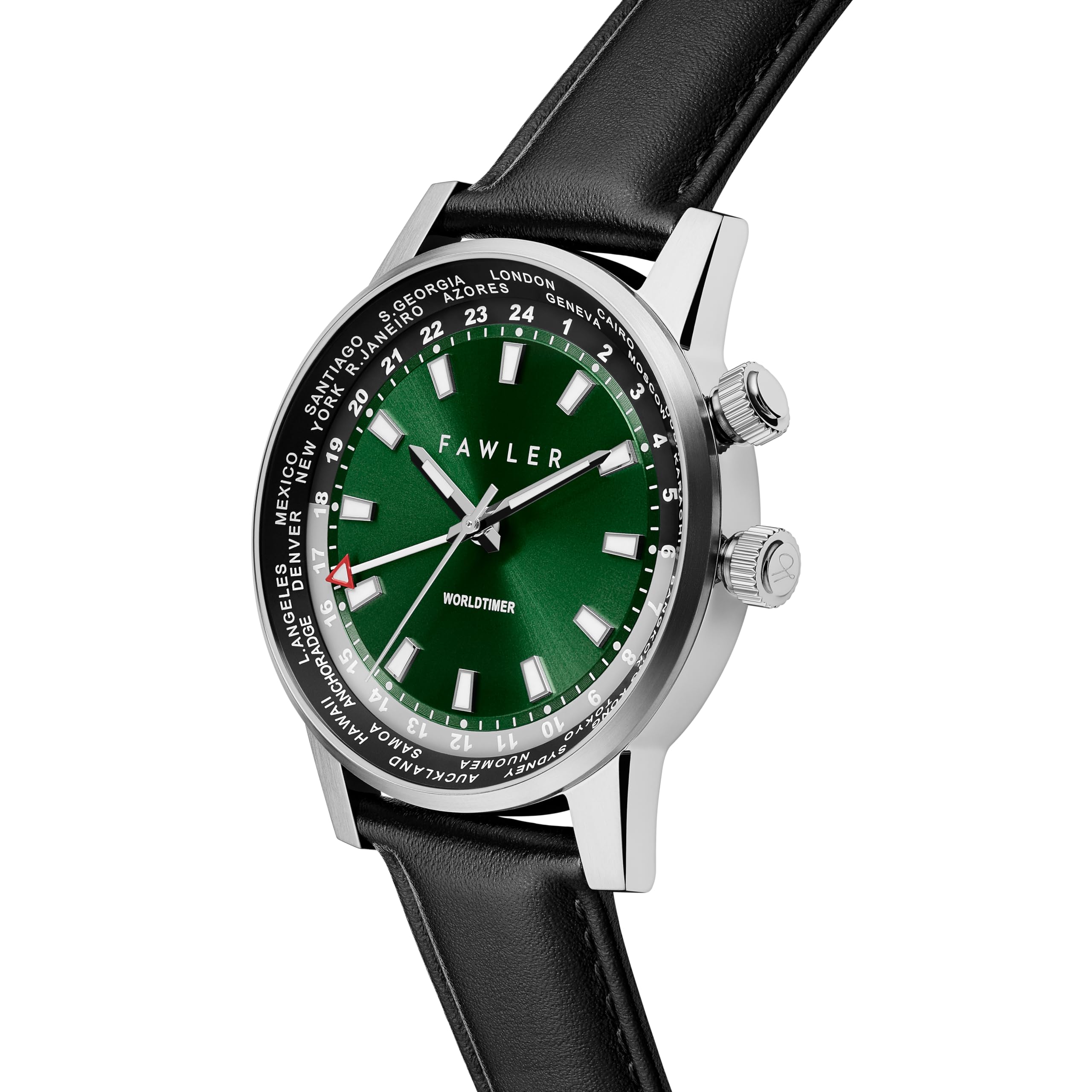 by Trendhim - Gentium - Montre à heure mondiale GMT - Pour homme - Étanche jusqu'à 10 ATM - Mouvement à quartz suisse Ronda 515 - Design danois