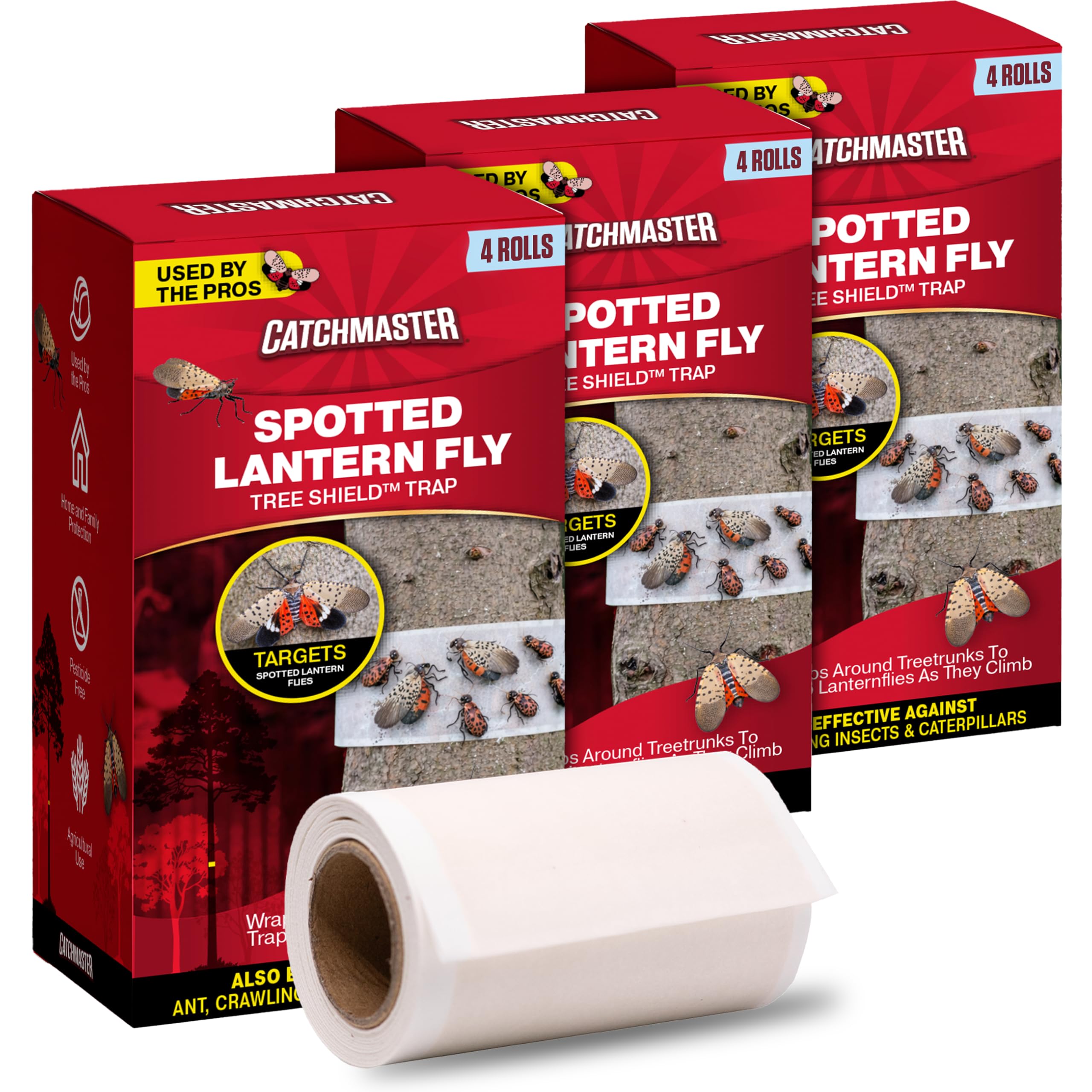 Tree Shield Lantern Fly & Ant Traps Insect Barrier, 12 Rolls 30ft Each, Outdoor Adhesive Crawling Insect Trap to Protect Trees, Fruit & Plants, Pest Control Lawn & Garden
