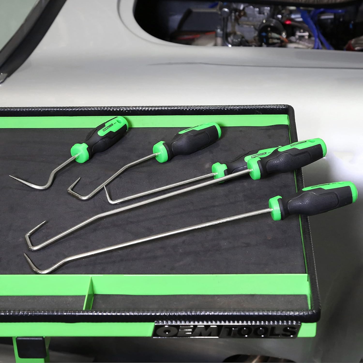 OEMTOOLS 26519 5 Piece Hose Remover Set, Cotter Pin Removal Tool, for Radiator Line and Heater Hose Removal, Coolant Hose Remover, Black and Green