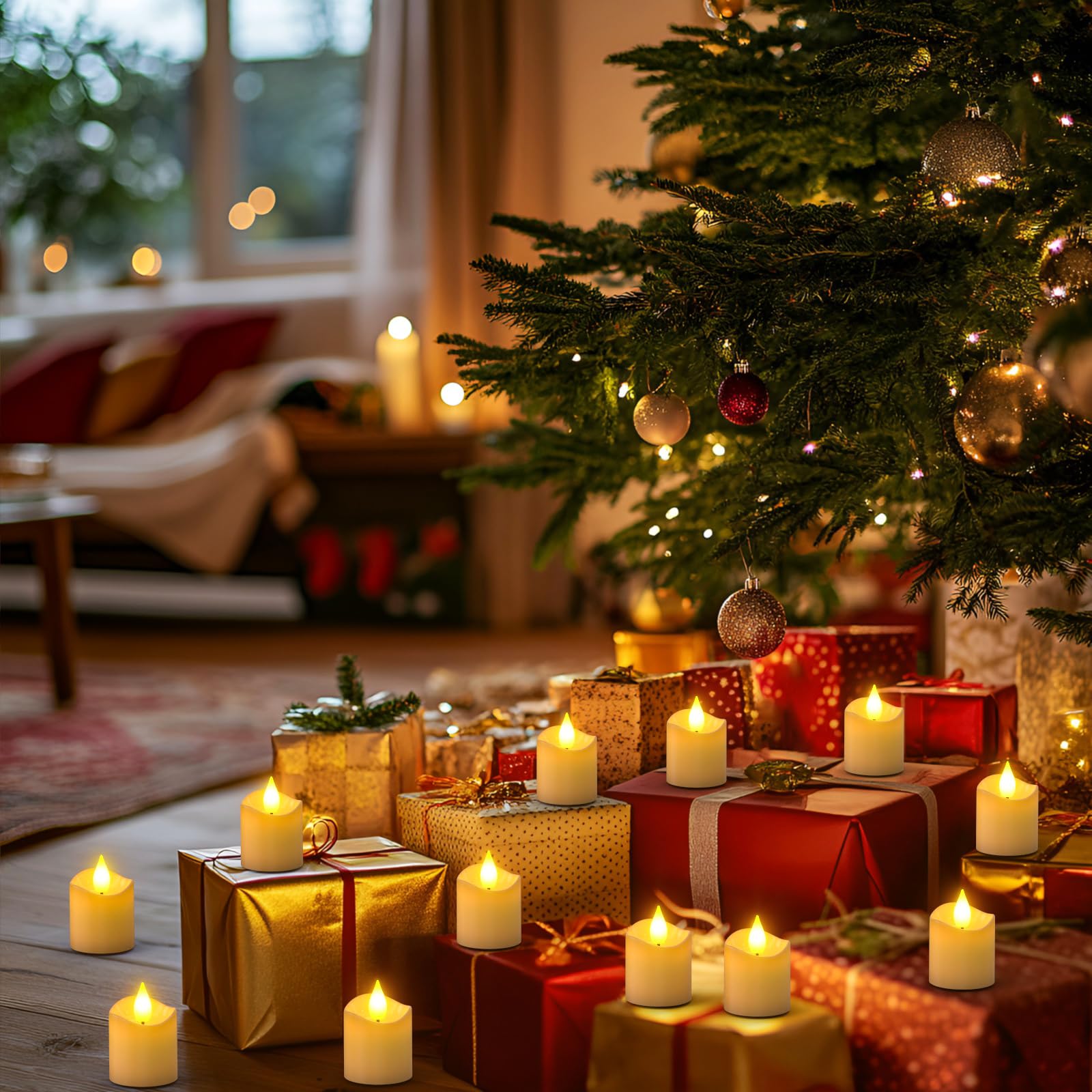 PChero Tea Light Candele Led, 12 Pezzi Mini Ricaricabile Candele Tealight Luci a Led Batteria Natalizie Decorative Finte Piccolo Elettriche Effetto Reale Per Halloween Natale Casa Decorazioni