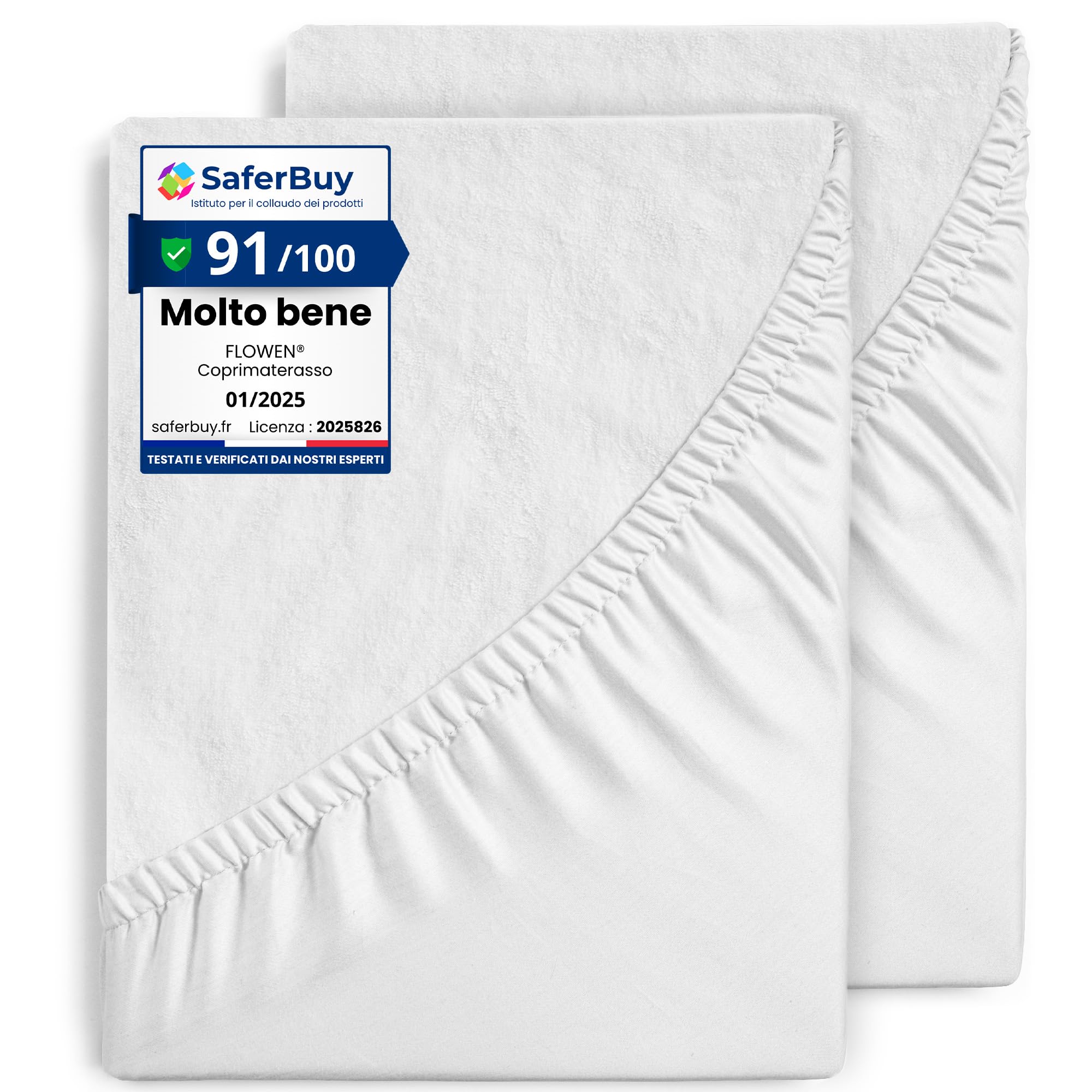 Coprimaterasso Una Piazza e Mezza Impermeabile 140x190 cm 2pz Lenzuolo con Angoli Bianco in Cotone e Microfibra Protezione Letto Salva Materasso Traversa Traspirante Anallergico Lavabile in Lavatrice