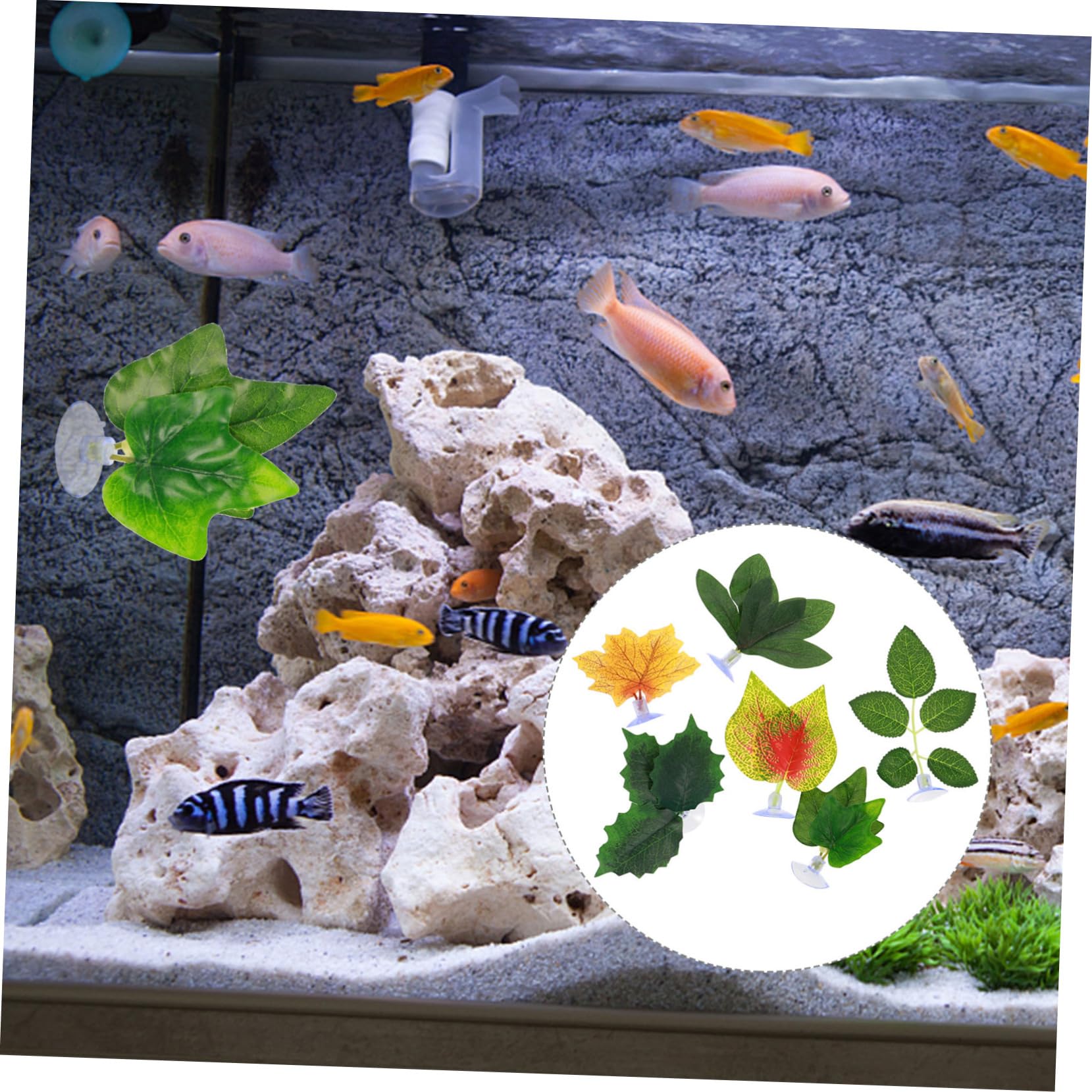 Sosoport 3 Juegos Pecera Paisajismo Hojas Peceras Filtros De Peces para Tanque Hojas De Simulación Decoración De Hojas De Acuario Plantas Artificiales para Acuario El Plastico 6 Piezas * 3