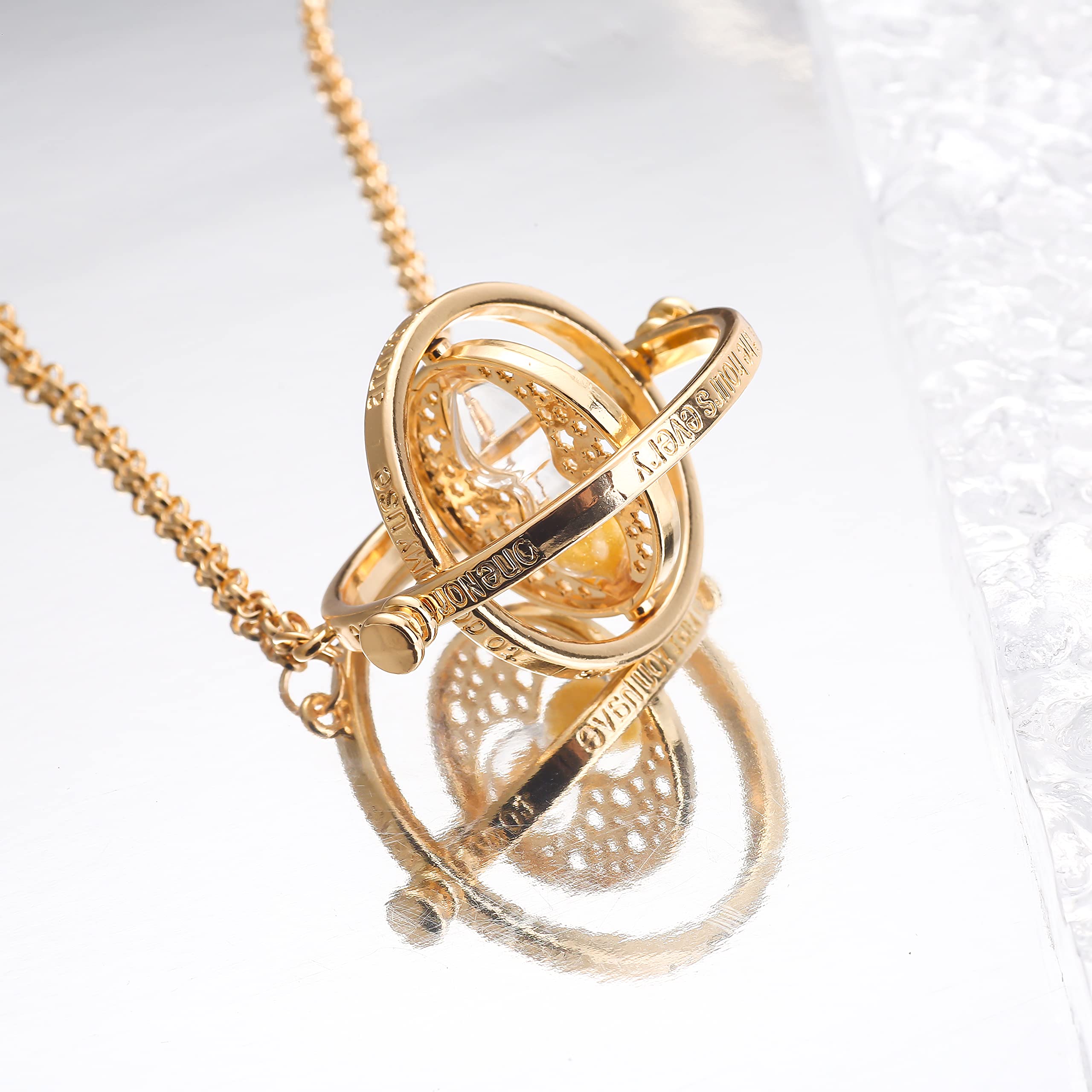UTTER Collier Sablier Retourneur de Temps Hermione Pendentif Sablier Rotatif 360 Degrés pour Enfant Femme Homme (B)