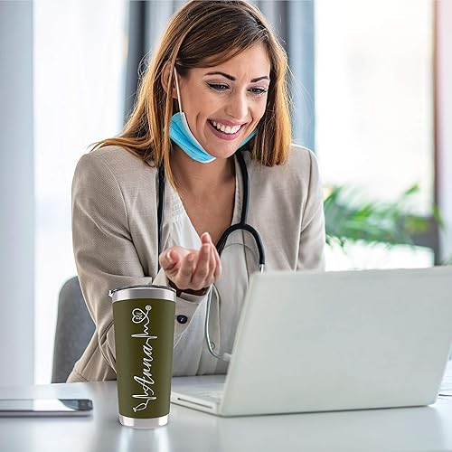 Miniatura 3 de Regalos de enfermera para mujeres, vaso de enfermera personalizado de 20 onzas con tapa, azul cielo, regalos de agradecimiento para enfermeras