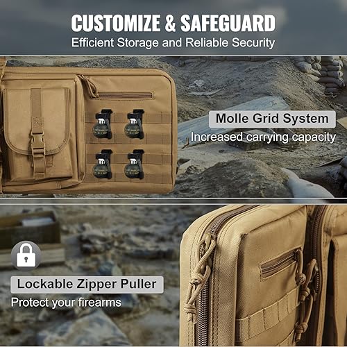 Miniatura 3 de VEVOR Bolsa para rifles, bolsa táctica doble larga para pistola de 42 pulgadas, funda suave para rifle con cremallera con bloqueo, asa portátil y