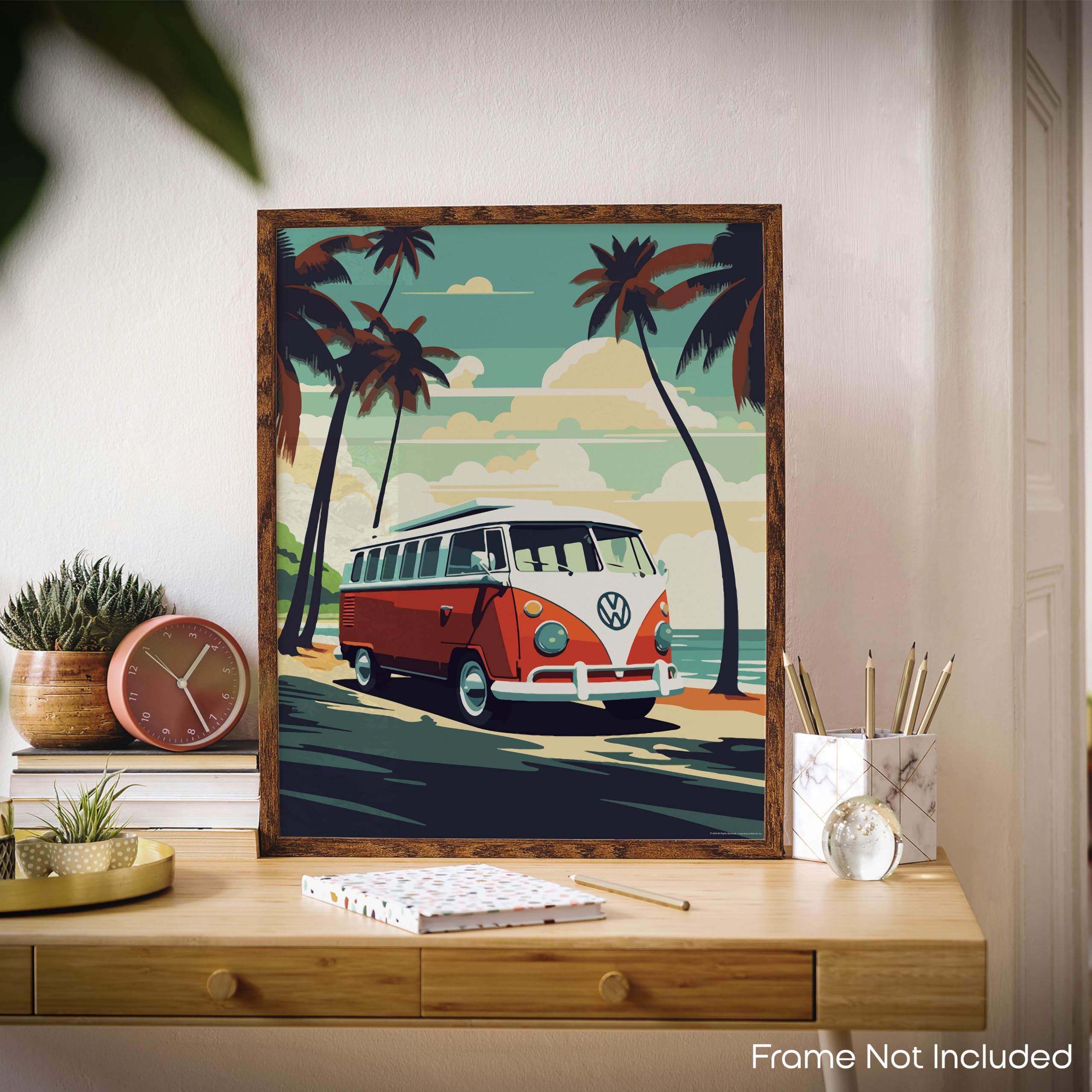 sho watanabe aloha vw bus 渡辺 将 ヴィンテージ絵画 Amazon.com: Amanti Art Framed Canvas Wall Art 33x23 Surfers