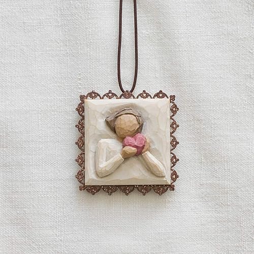 Vista 29 de Willow Tree Adorno con bordes de metal, esculpido pintado a mano en relieve