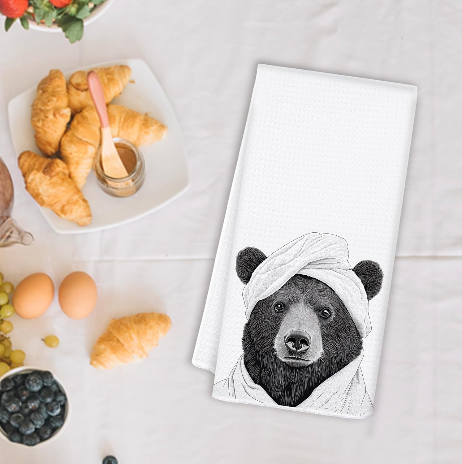 Cute Bear Bathroom Hand Towels, Bear Gifts for Lovers Bathroom Decor, Cute Kids Animal Decor, 16x24 Inch - Image 2