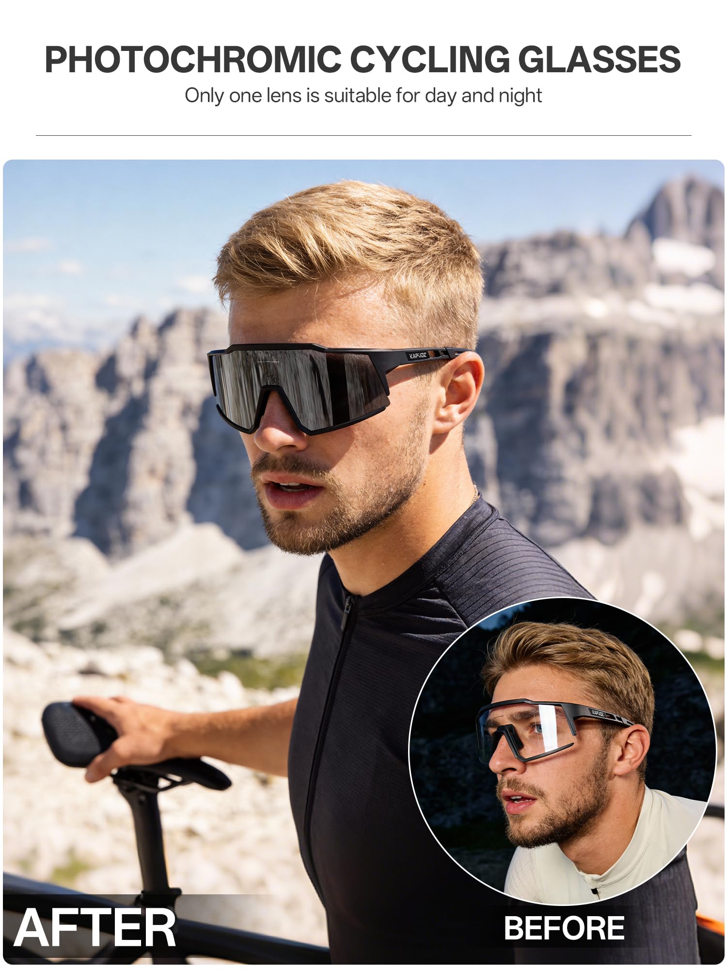 KAPVOE Fotocromatici Occhiali Da Ciclismo Con TR90 Occhiali Da Sole Sportivi Donne Uomini Che Corrono Chiaro Mtb Bicicletta Accessori K9022