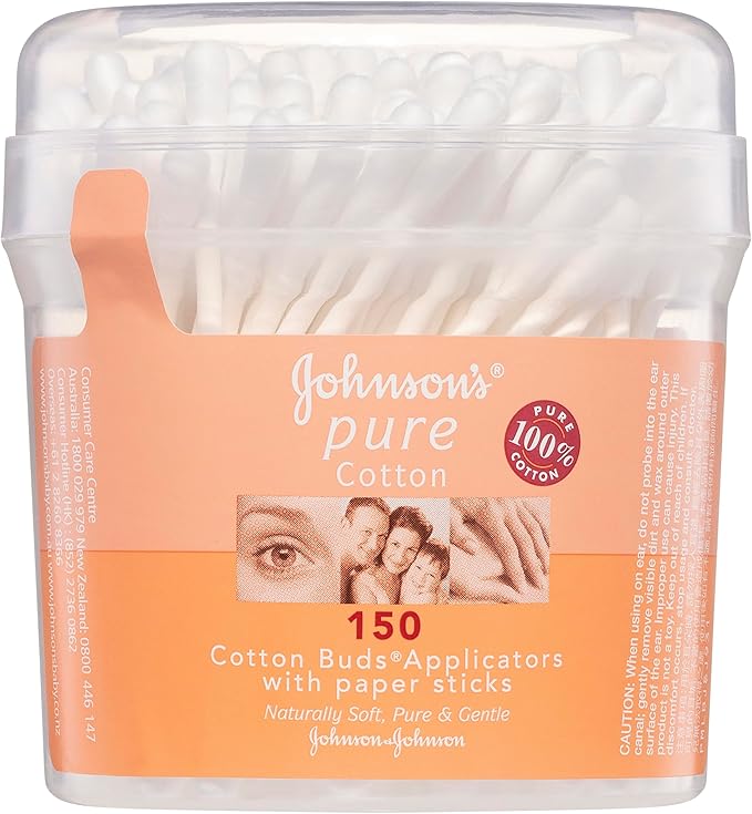 Johnsons Adult Pure Cotton Bud Applicators with Paper Sticks 150 Pack