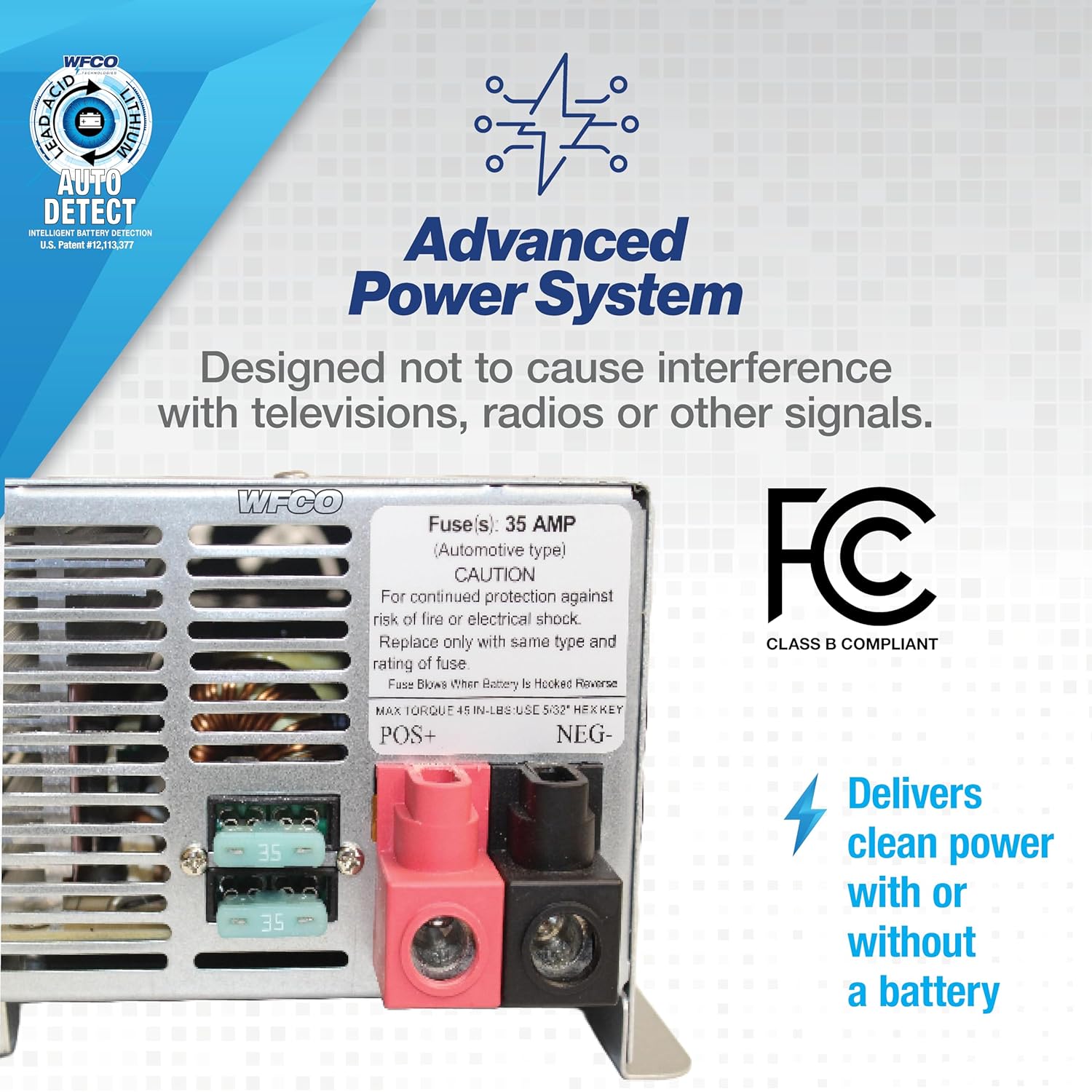 WFCO WF-9875-AD-CB RV Converter/Charger back view