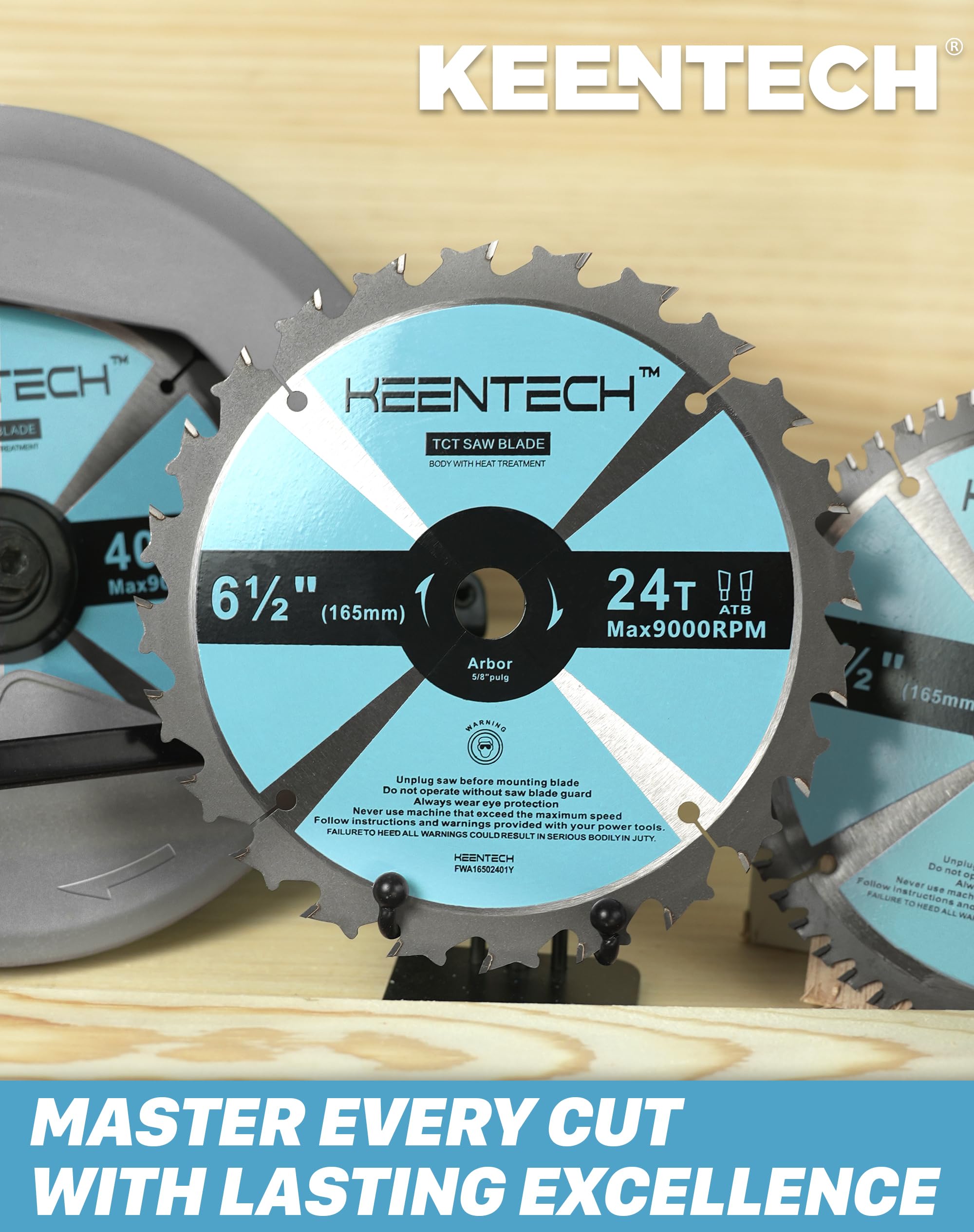 KEENTECH Hoja de sierra circular, 6 1/2 pulgadas, 40 dientes, enmarcado, paquete de 3 (FWA16504001Y)