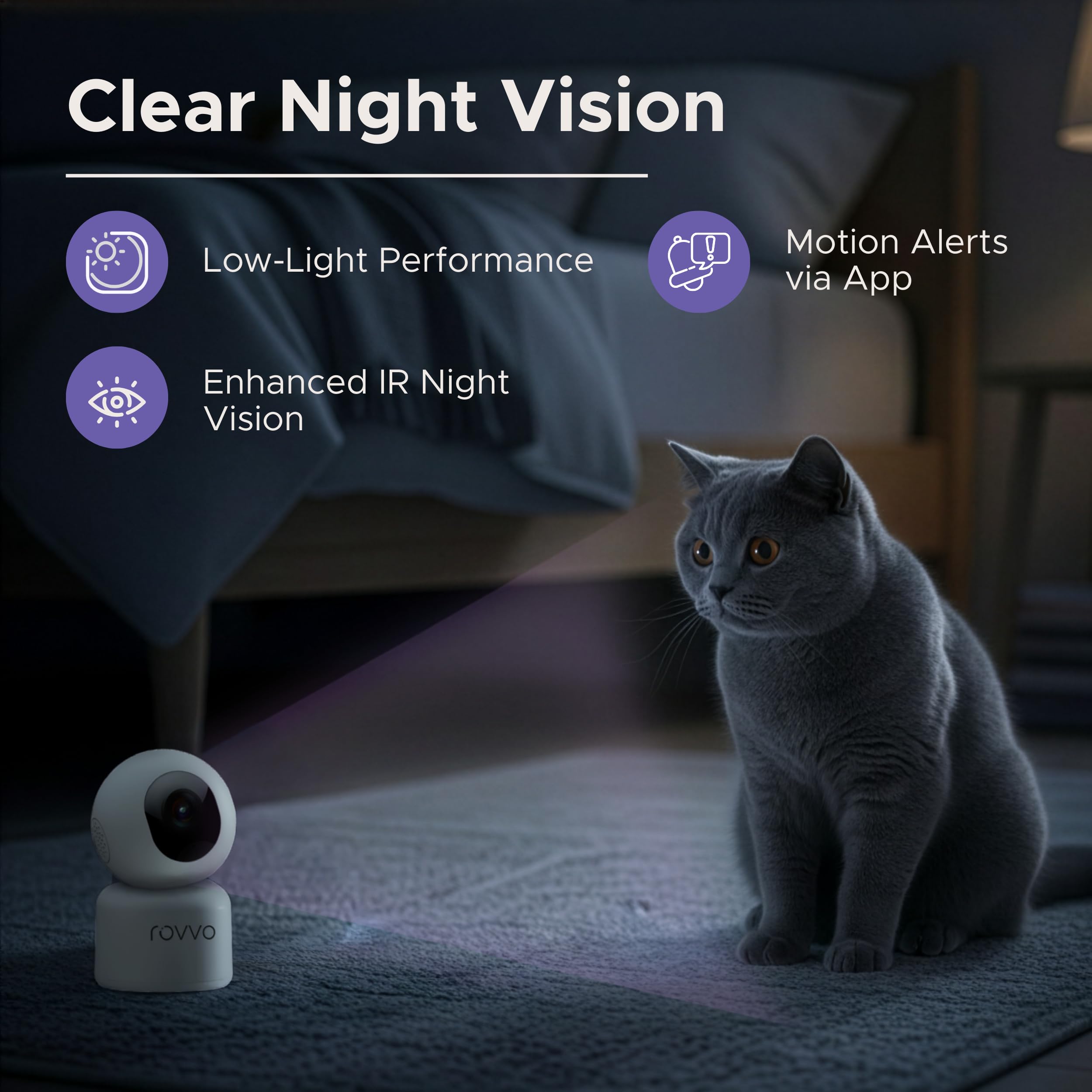 Pet Vision 360 – Smart Indoor Pet Camera with Pan & Tilt View, 1080p HD, Auto Motion Tracking, Two-Way Audio, Night Vision & App Control. - image 5