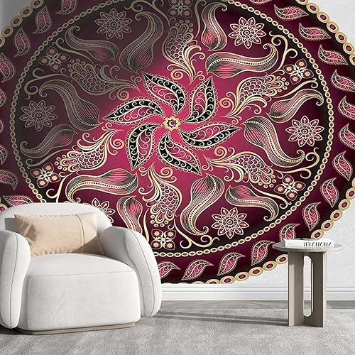 Papel tapiz para cubículo, diseño de mandala, para cocina, decoración de pared, fondo de televisión, apto para inquilinos de 59 pulgadas de ancho x