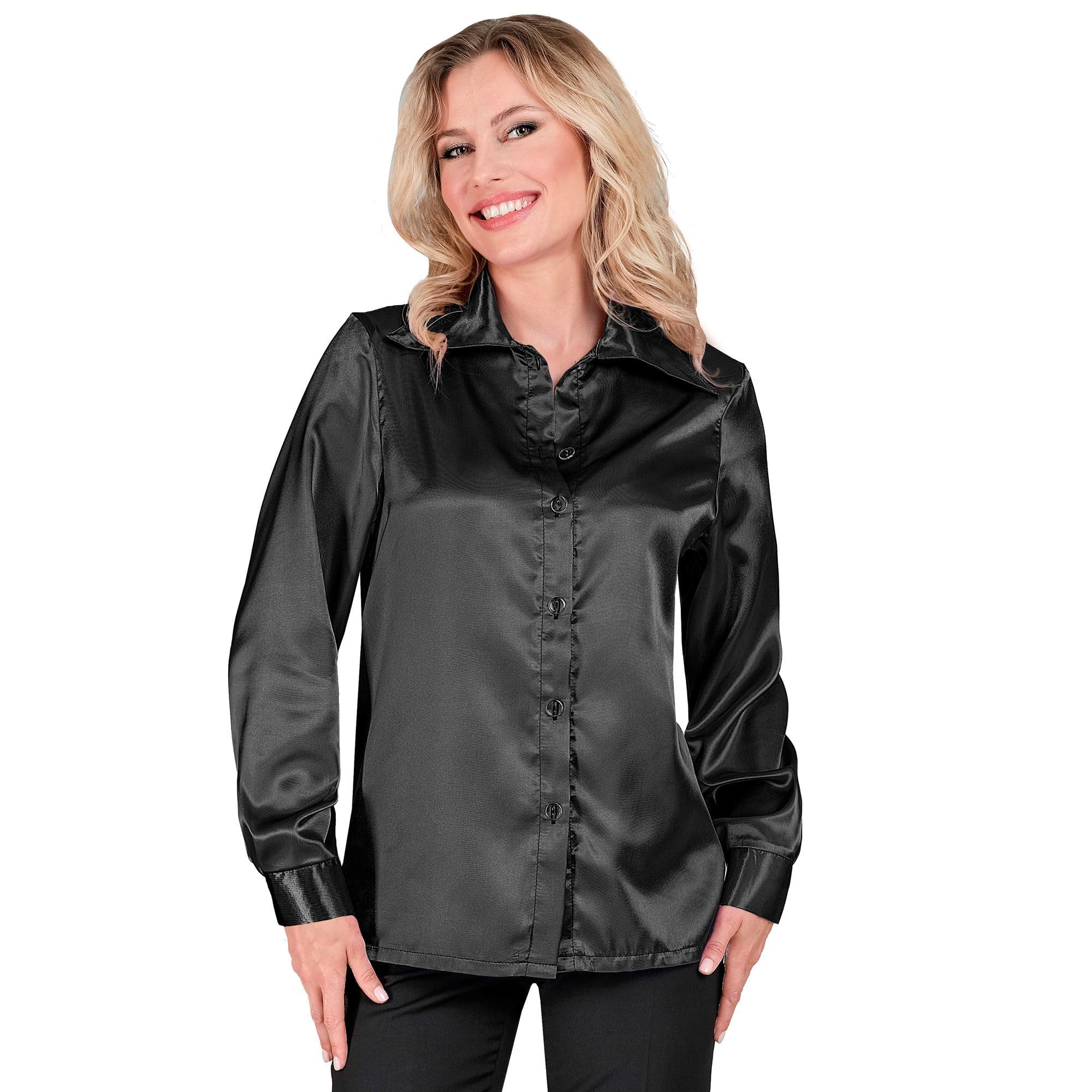 Widmann W MILANO Party Fashion - Satin Blouse for Women 70s Disco Fever, Retro Style, Schlagermove, Party Shirt, Women's Shirt - Image 2