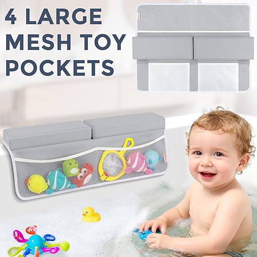 Miniatura 6 de Bath Kneeler and Elbow Rest Pad Set - Comfortable 1.5 Thick Baby Bath Kneeler Pads with Toys Organizer, Non-Slip Knee Arm Support Bathtub Mat,
