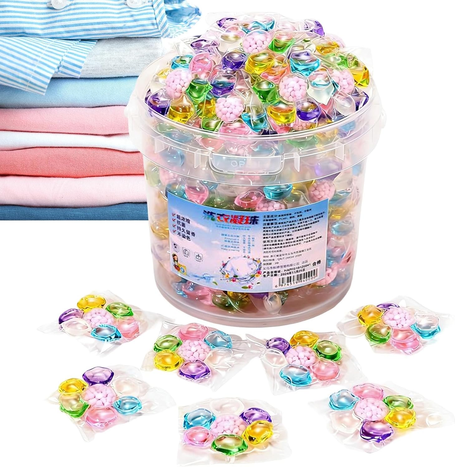 100 Laundry Detergent Pods, Scented Washing Soap Pods, for Clothes, Fabrics, and Bed Sheets, Effective Stain and Odor Removal, Convenient Washer Pod for Home Laundry