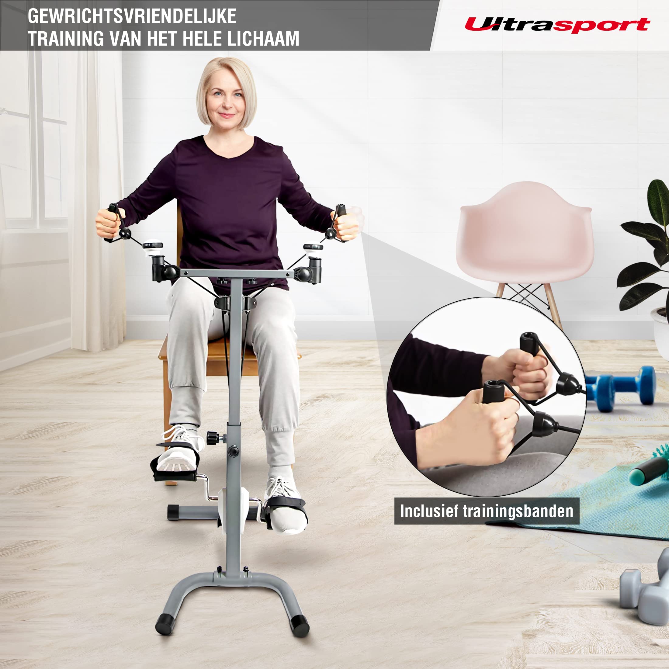 Ultrasport Senior Fitness, Vitality Trainer, Senior F-Bike, Mini Cross Trainer, Recumbent Exercise Bike, Foldable