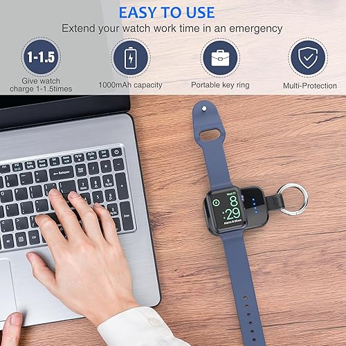 Miniatura 12 de i.VALUX Cargador inalámbrico portátil compatible con Apple Watch Series 11/10/9/8/UItra/7/6/5/4/3/2/SE, cargador magnético compacto para iWatch