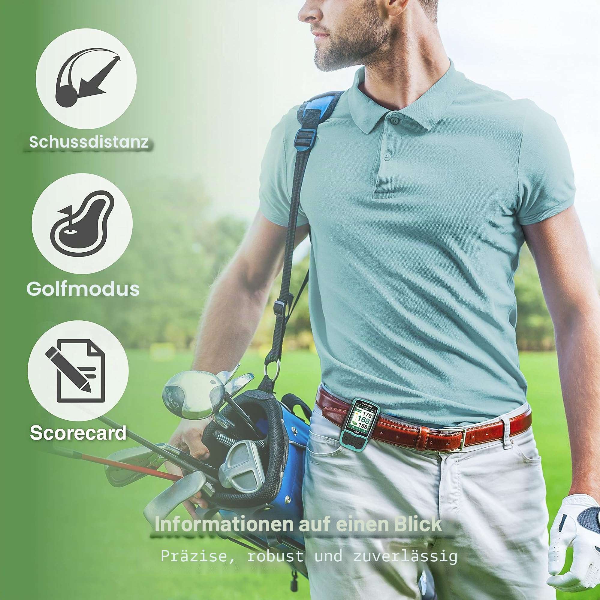 CANMORE HG200 Golf-GPS-Handgerät – Vollfarbdisplay mit über 41.000 wichtigen Golfplatzdaten und Scorekarte, kostenlose Golfplätze weltweit, Schwarz