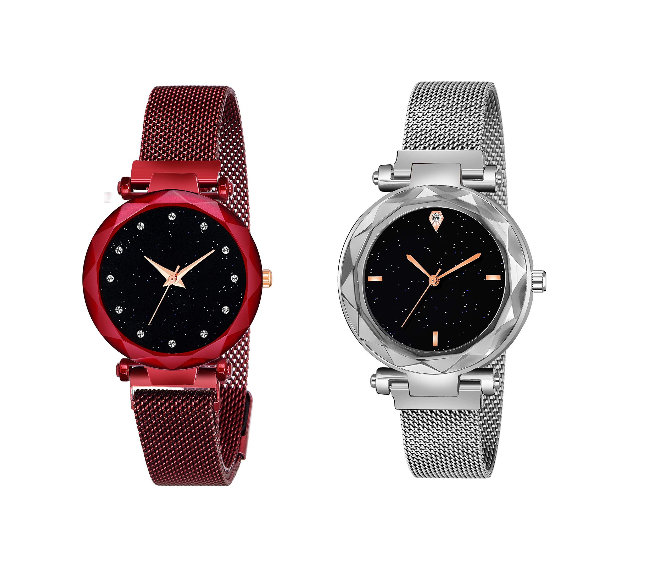 Red Robin Black Dial Luxury Mesh Magnetic Belt Combo Analog Watch for Women (B0899VS28L) Amazon Price History, Amazon Price Tracker