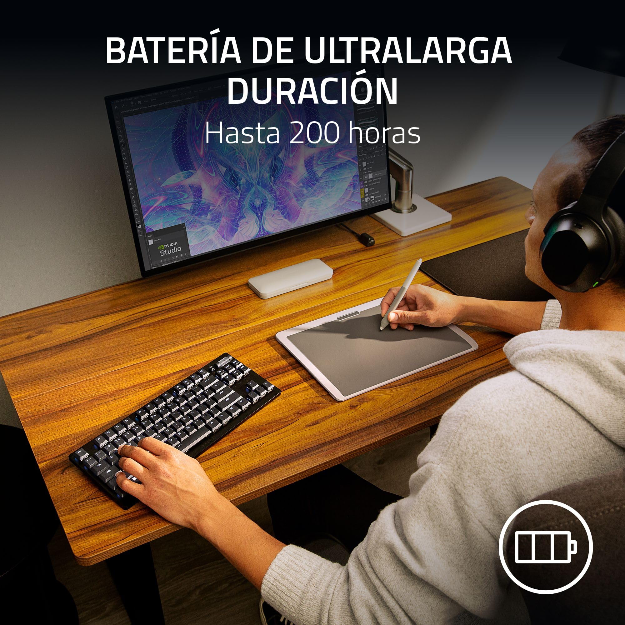 Razer DeathStalker V2 Pro Tenkeyless (Interruptor Rojo) - Teclado Óptico Inalámbrico para Juegos de Bajo Perfil (Interruptores Ópticos Lineales, HyperSpeed, Bluetooth 5.0) QWERTY Teclado ES | Negro