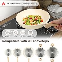 Vista 3 de FAB&DELUXE Juego de 11 piezas de utensilios de cocina antiadherentes, ollas y sartenes antiadherentes de aluminio con tapas y asas de madera
