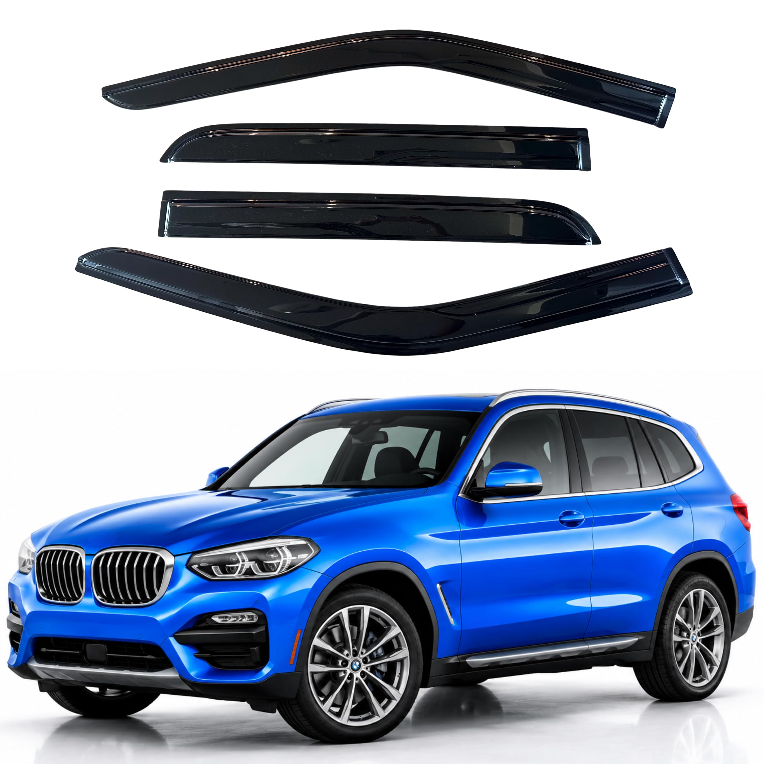 IG Window Visors Fit for 2018-2024 BMW X3, Out-Channel Rain Guards Vent Wind Deflectors 4PC, Car Accessories for 18-24 BMW X3