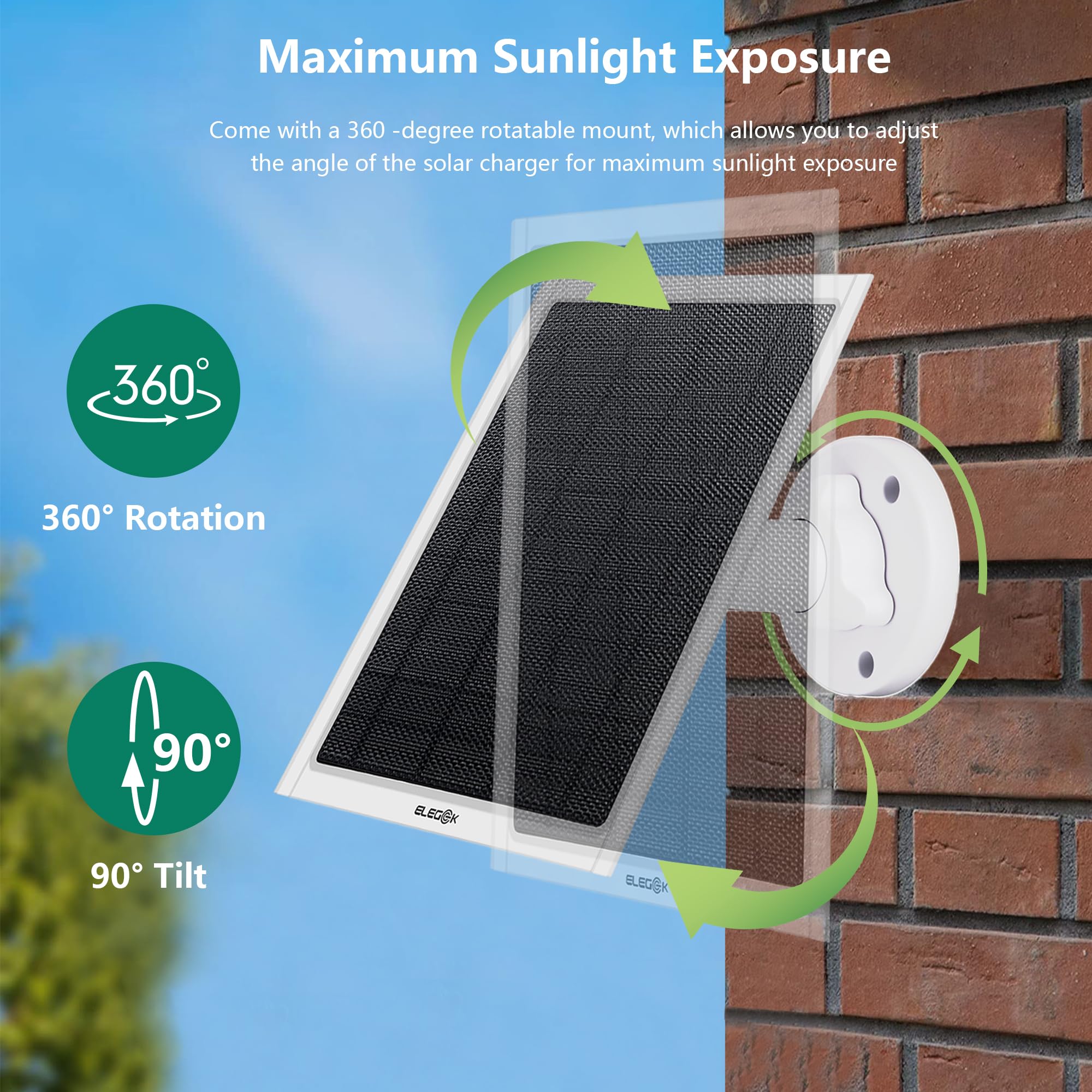 Lot de 2 panneaux solaires 8 W pour Google Nest Cam extérieur ou intérieur, batterie – haute puissance solaire – panneaux solaires pour appareil photo fabriqués pour Google Nest – Blanc