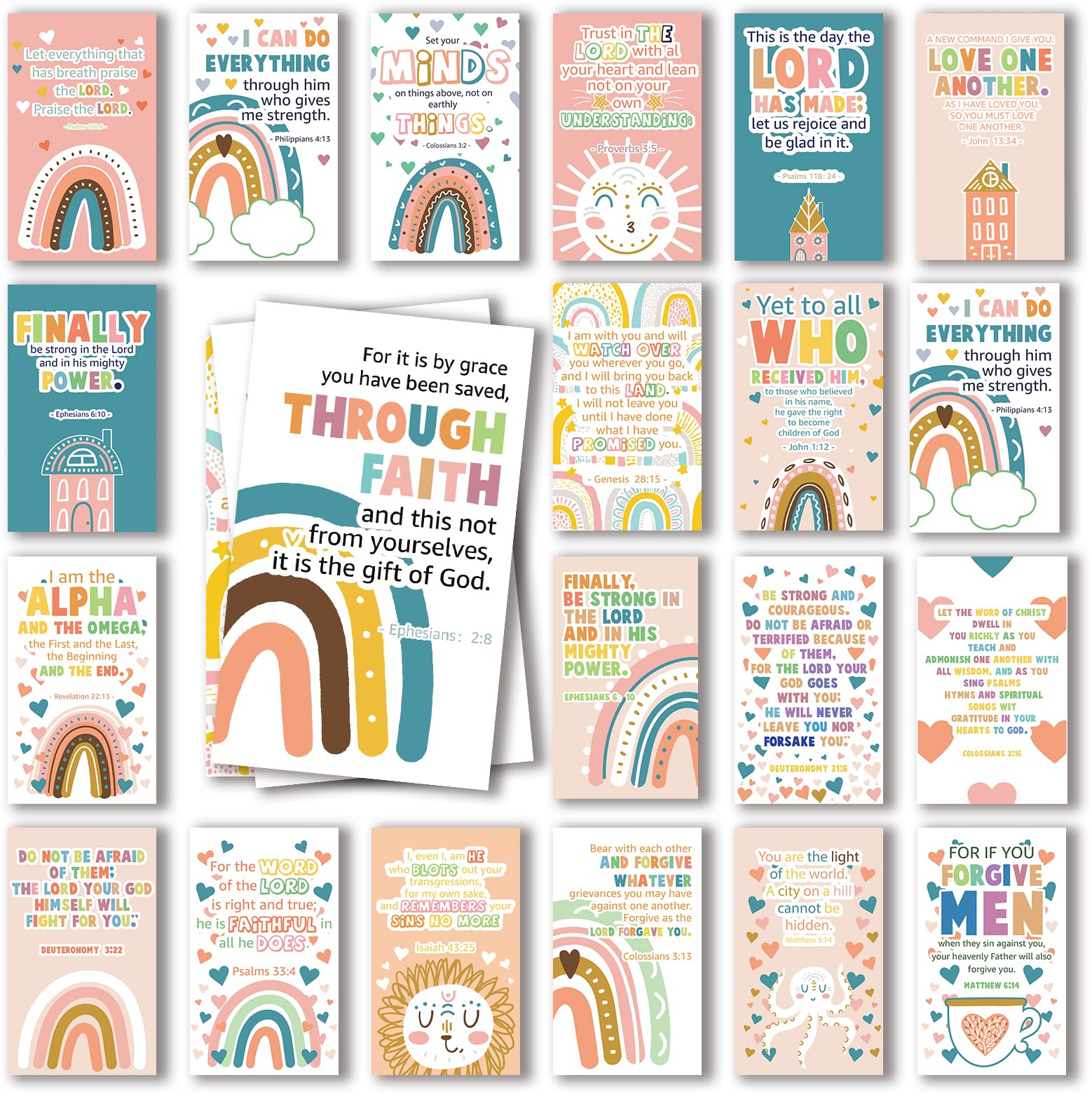 60 Mini Scripture Prayer Cards with Assorted Bible Verses for Children’s Bible Studies Encouragement Cards for Kids Child Students Inspirational