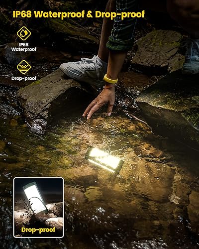 Miniatura 5 de Glocusent Linterna de campamento de supervivencia, linterna recargable de 5000 mAh, 106 LED con 1200 lm, 3 modos de luz de camping más SOS, IP68