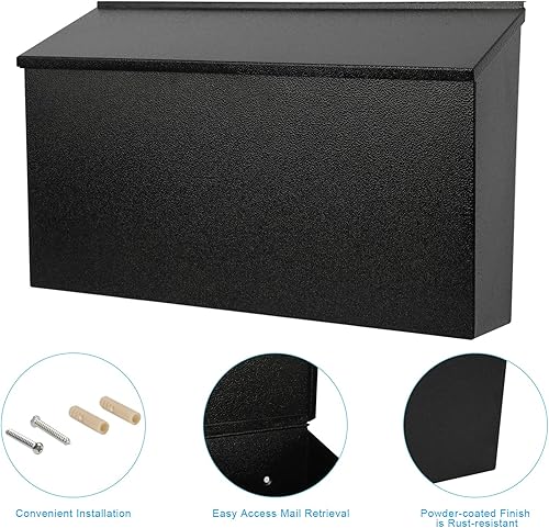 Miniatura 4 de KYODOLED Buzón de montaje en pared, buzón de correo de gran capacidad, caja de sugerencias de metal con cerradura, caja de papeletas con 50 tarjetas