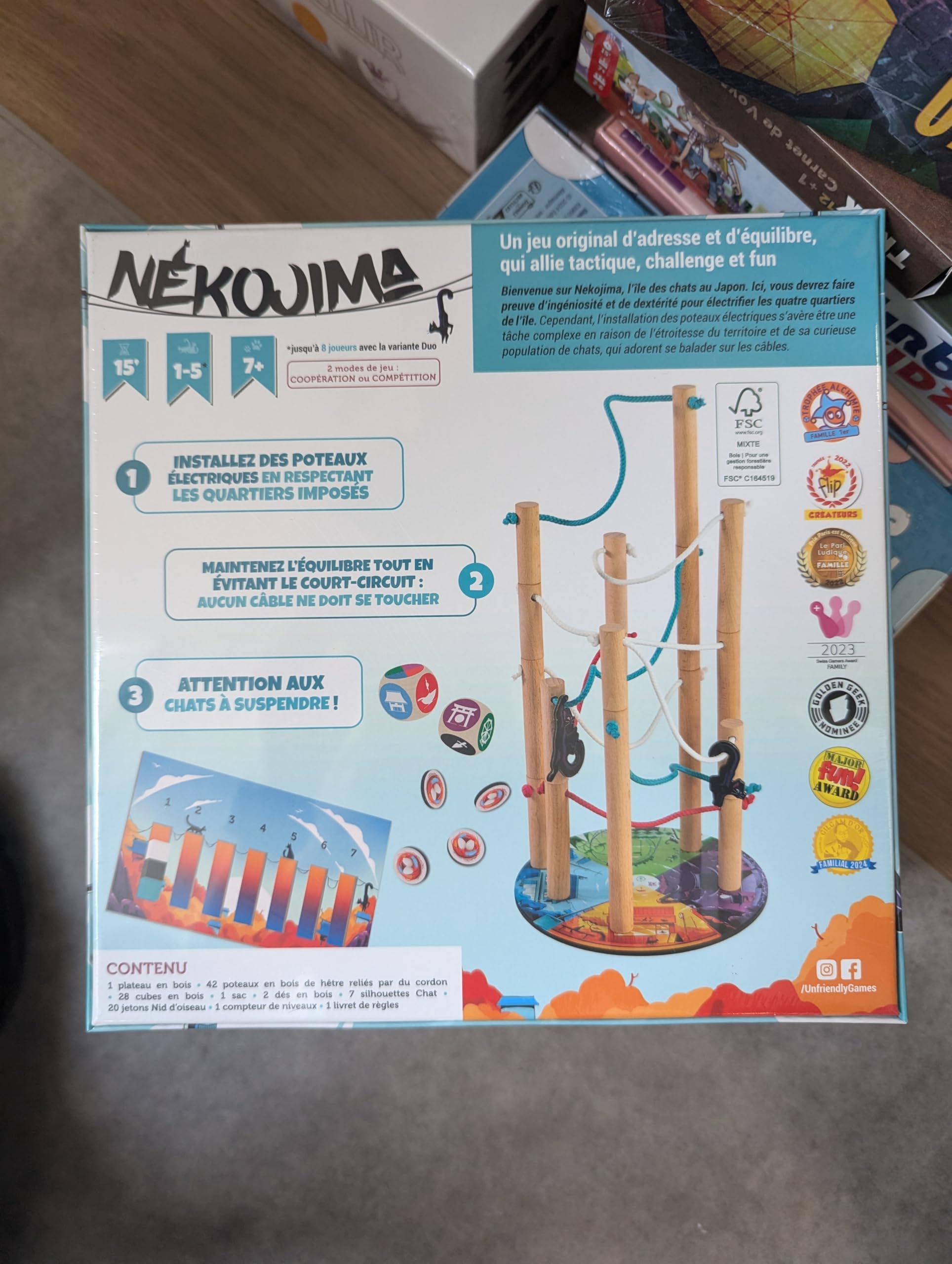 NEKOJIMA - Gioco di abilità - destrezza e abilità - dai 7 anni - da 1 a 5 giocatori - ideale tra amici e famiglie, in legno, ottimo regalo - atmosfera garantita