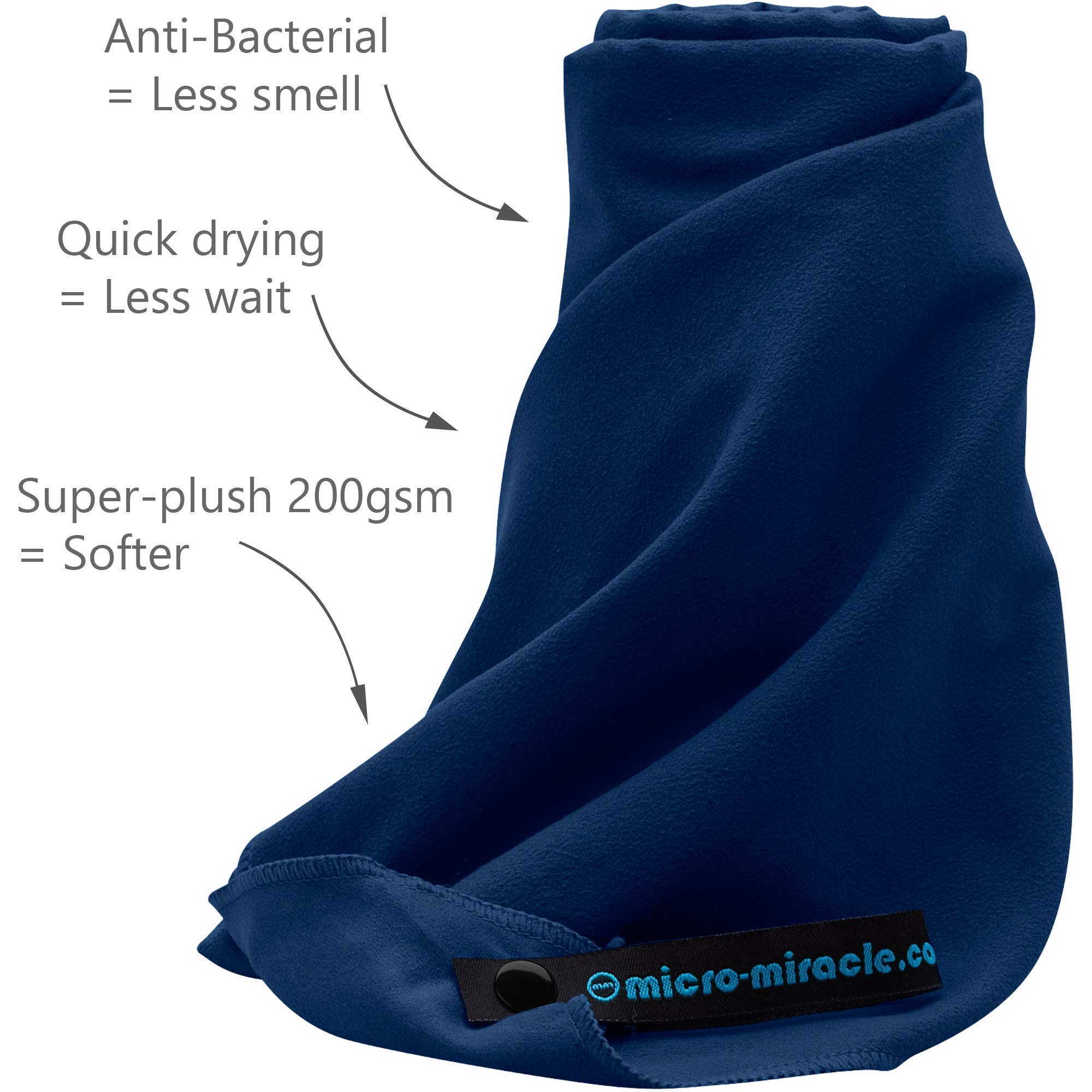 Toalla de microfibra de secado rápido para gimnasio en casa, playa, deportes, camping y viajes, XL 30 x 60 pulgadas - 2 en 1 - Toalla de mano más pequeña incluida, súper absorbente, extra suave, ligera y compacta - con bolsa