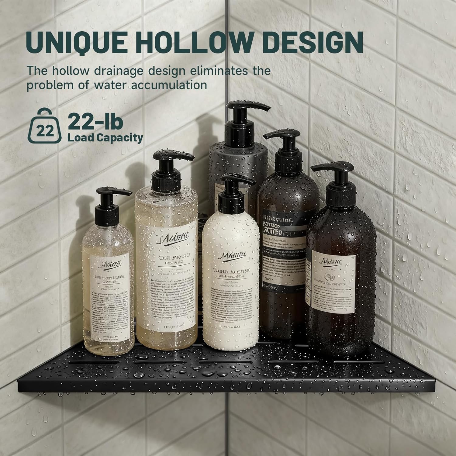 10" Corner Shower Shelf, 304 Stainless Steel Slot Design Bathroom Shower Shelf, Recessed Corner Shelves for Tiled Wall, Matte Black, 2 Pack