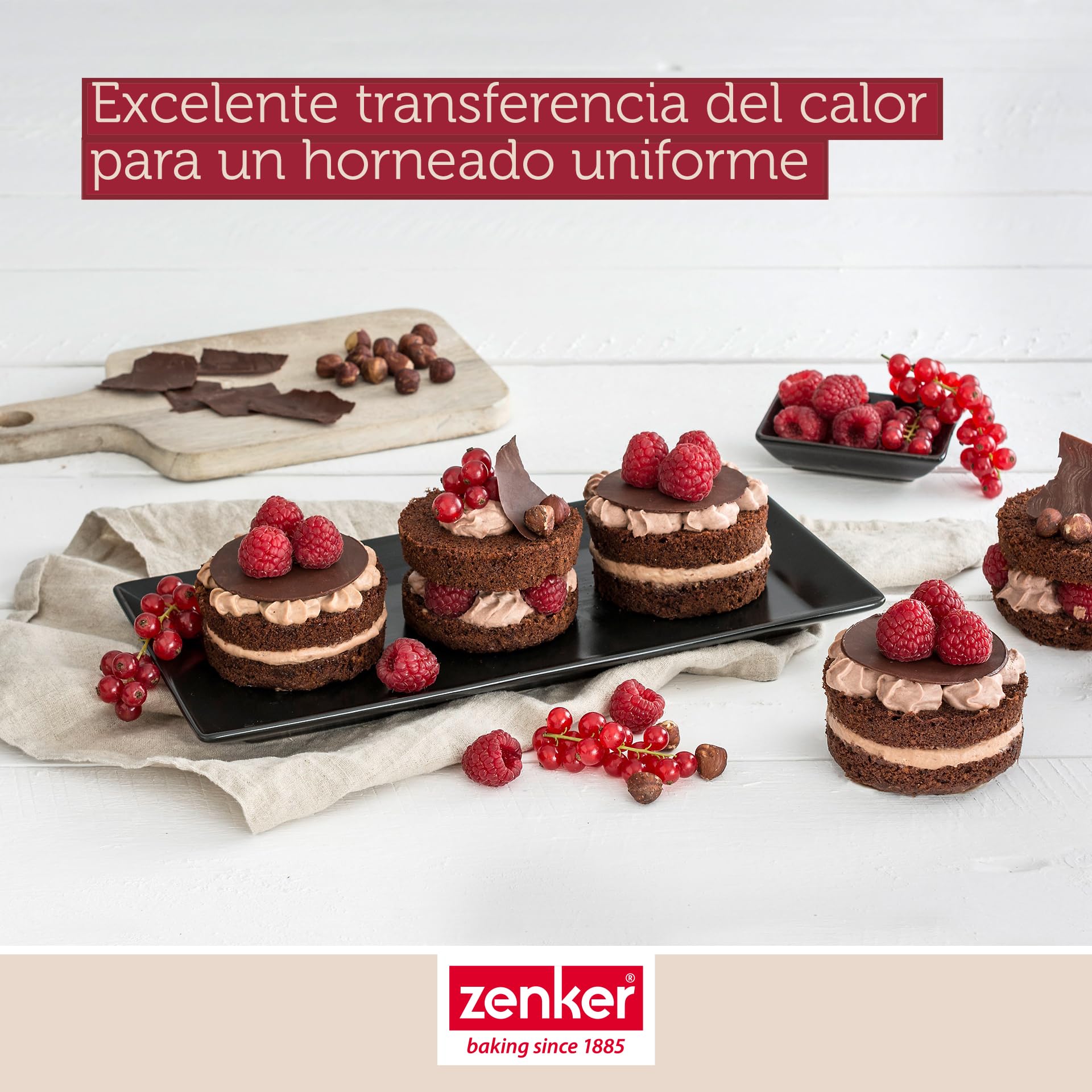 Zenker Bandeja Mini Pasteles 12 Aros en Acero con Revestimiento Antiadherente Teflon Classic Negro 38x30 cm, Moldes para Pasteles Pequeños, Mini Tartas, 1 ud.