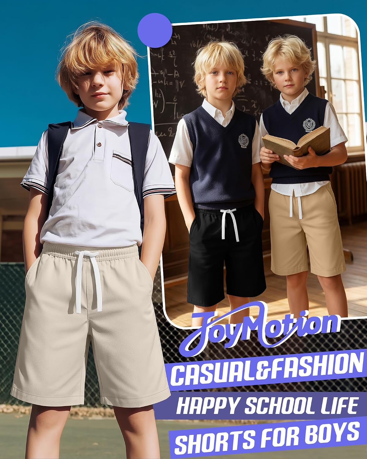 4 Pack Boys School Uniform Shorts