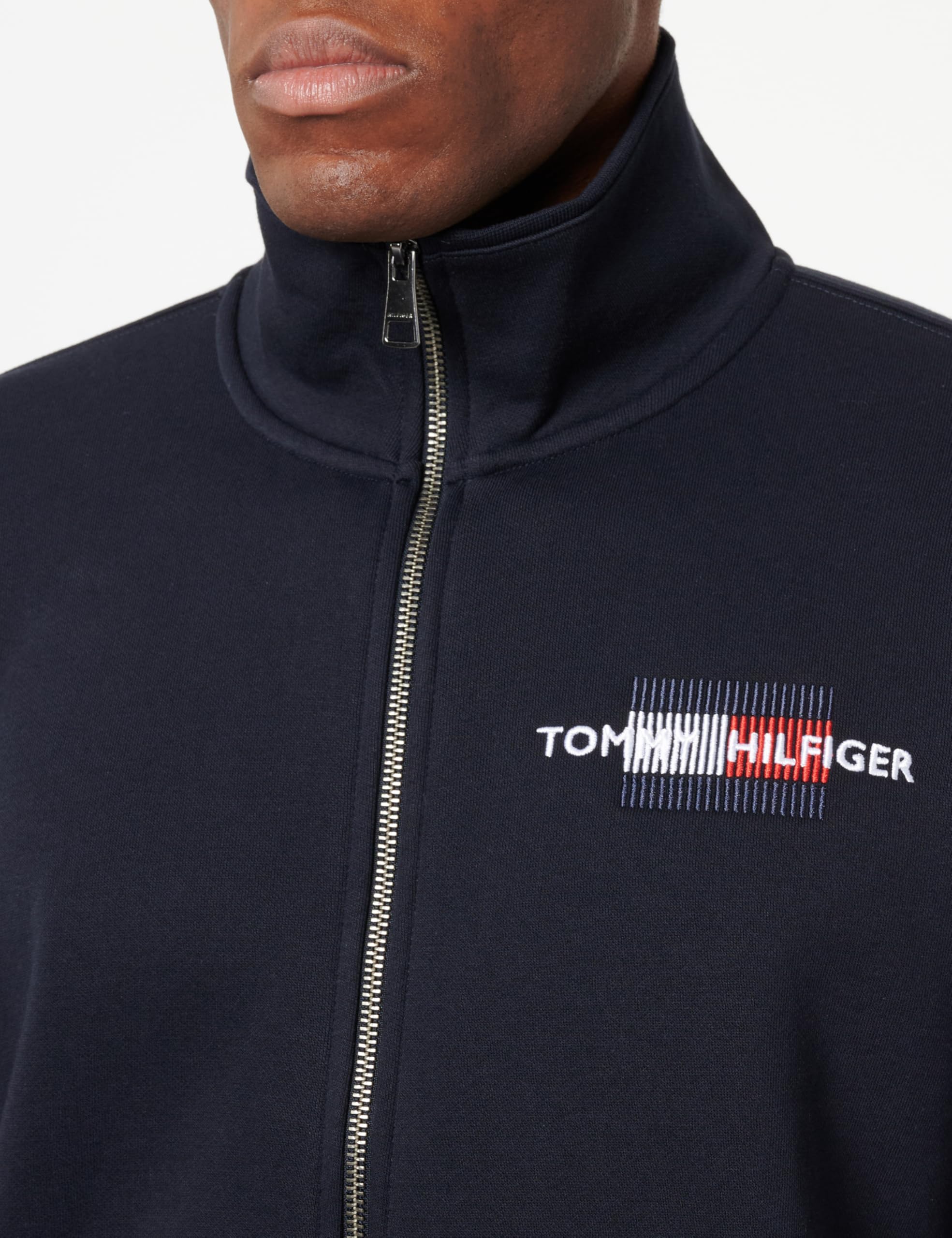 Tommy Hilfiger Herren Sweatshirt mit Reißverschluss Flag Embro Stehkragen