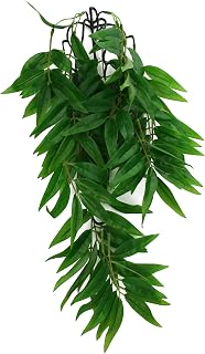 Komodo Reptile Terrarium Bamboo Hanging Vine Plant | Artificial Climbing Tank Habitat Decoration Accessory with Suction Cup, Small, 16 inches