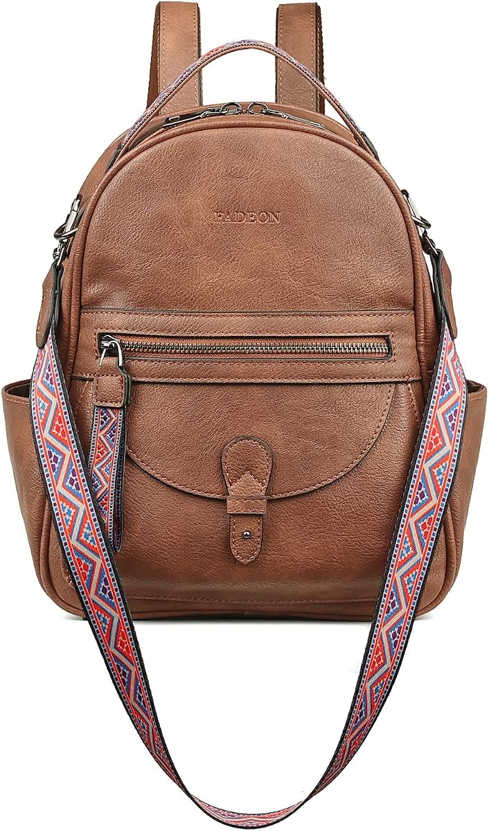 Mini mochila para mujer, espaciosa mochila pequeña de cuero vegano