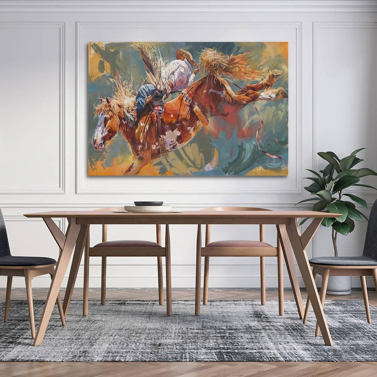HDYDJS Rodeo Art Painting Western Riding Oil Painting Poster Canvas Wall Art Prints for Wall Decor Room Decor Bedroom Decor Gifts 24x36inch(60x90cm) Unframe-style image 4