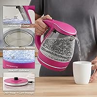 Vista 2 de OVENTE Hervidor Eléctrico, 1.5L de Vidrio de Borosilicato para Encimera, Calentador y Hervidor de Agua para Café o Té, Libre de BPA, Apagado