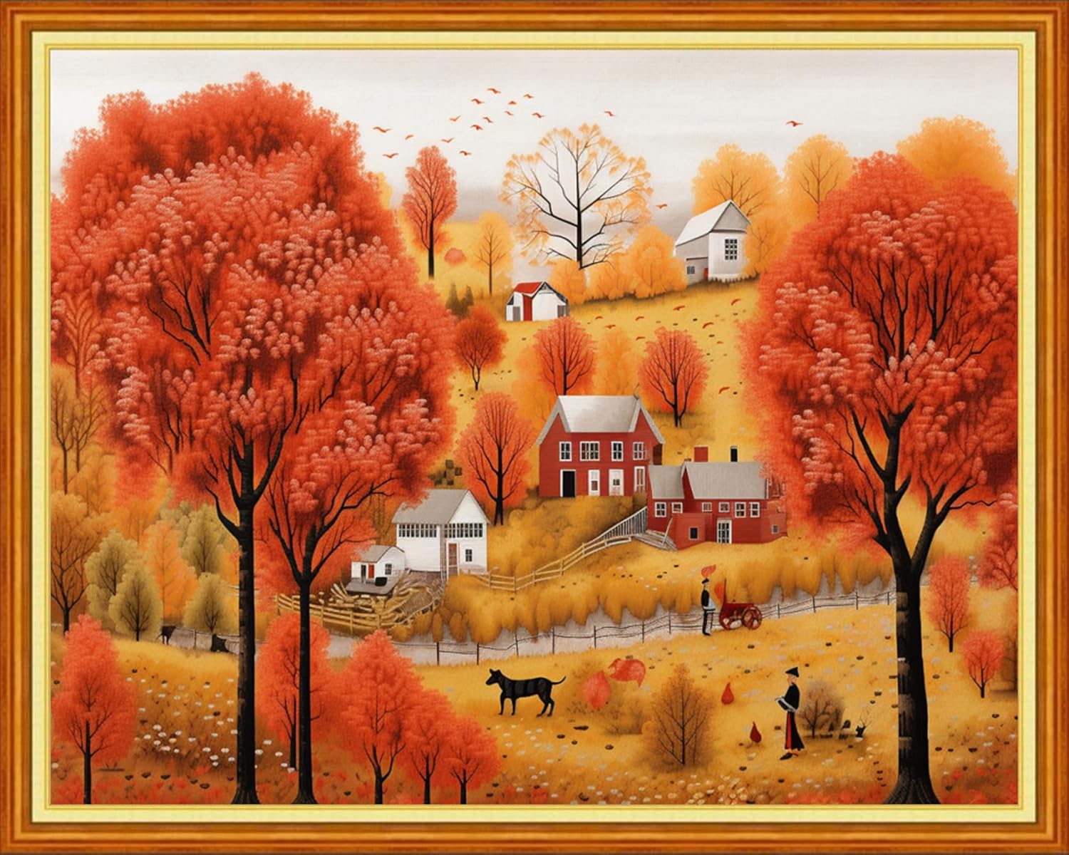 Dooxvey Cross Stitch Kits for Adults Stamped Full Range of Embroidery Starter Kits for Beginners 11CT Printed Cross Stitch Patterns Needlepoint Kits Stamped Crossstitch- Late Autumn 16x20 inch