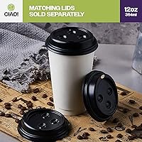 Vista 64 de CIAO! - Vaso para café con tapa de sorbo de cúpula negra, 10-24 onzas (90mm), 1000
