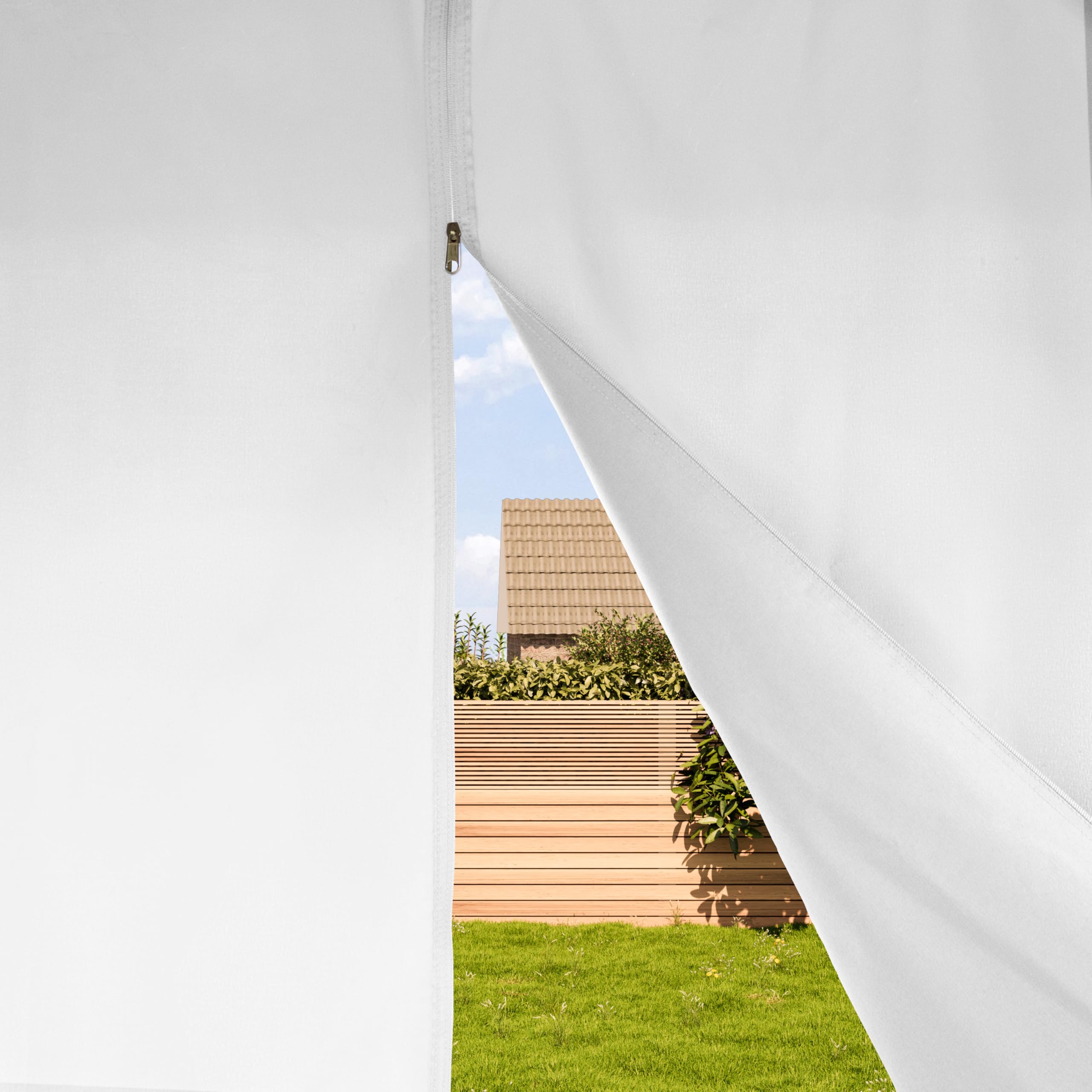 PRIMEYARD Rideaux pour Pergola Classic 3x4 m - env. 180 g/m² Polyester - avec système de Rails et Fermeture Éclair - Gris