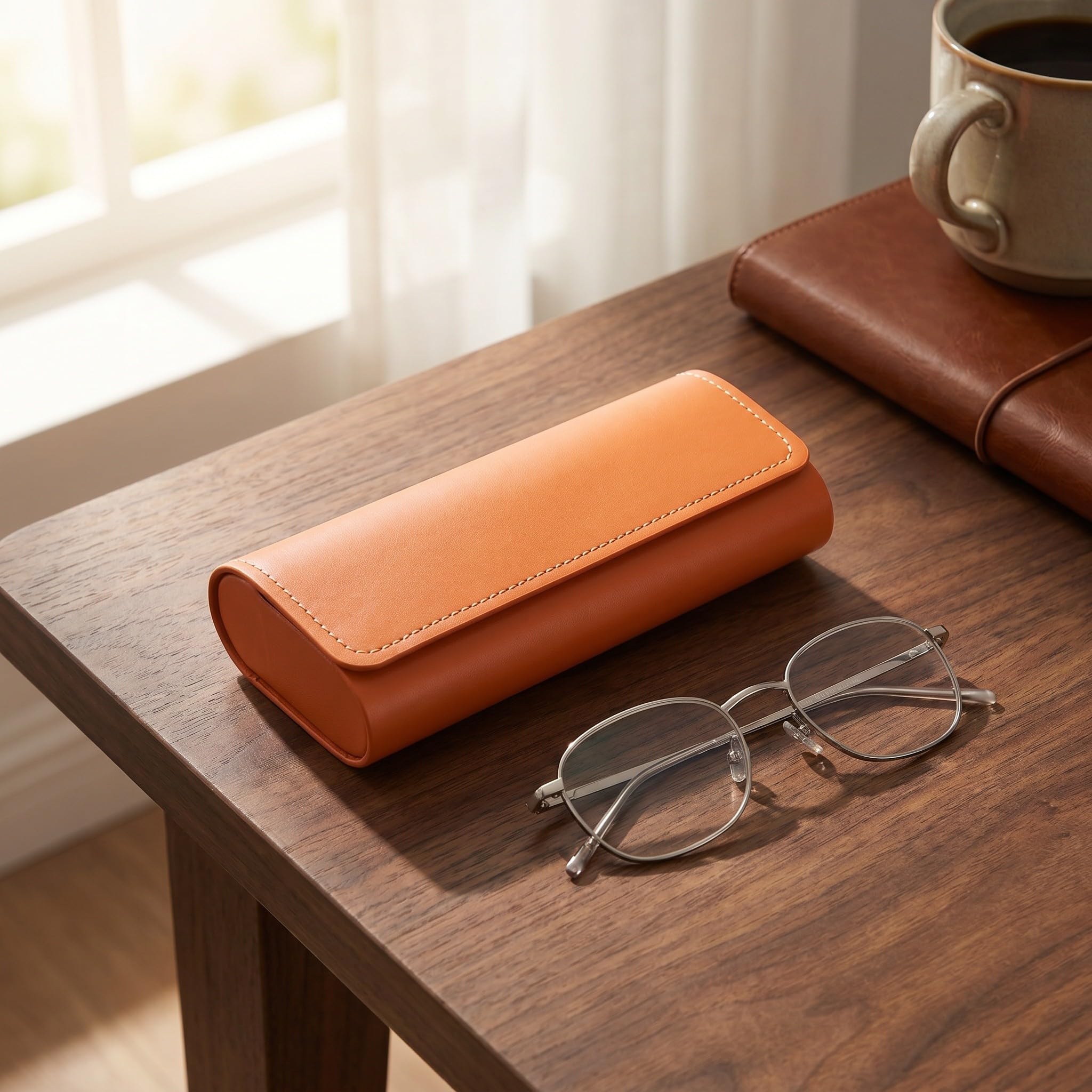 Lurrose Étui à lunettes rigide 5 pièces - Boîte de rangement portable en similicuir avec fermeture magnétique, idéale pour les voyages - Étui pour lunettes de soleil - Support pour