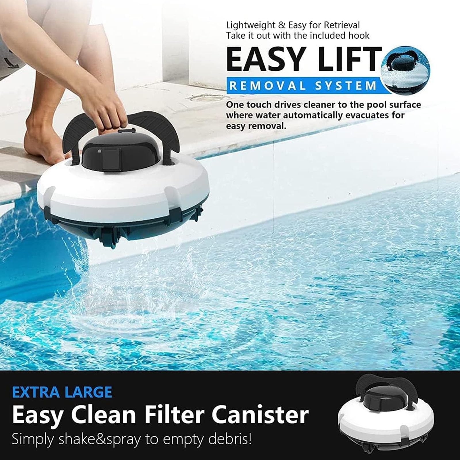 Detergente Per Piscine Robotico Cordless, Aspirapolvere Automatico Per Piscina Da 120 Minuti, Pulizia Del Pavimento A 360 Gradi Con Parcheggio Automatico