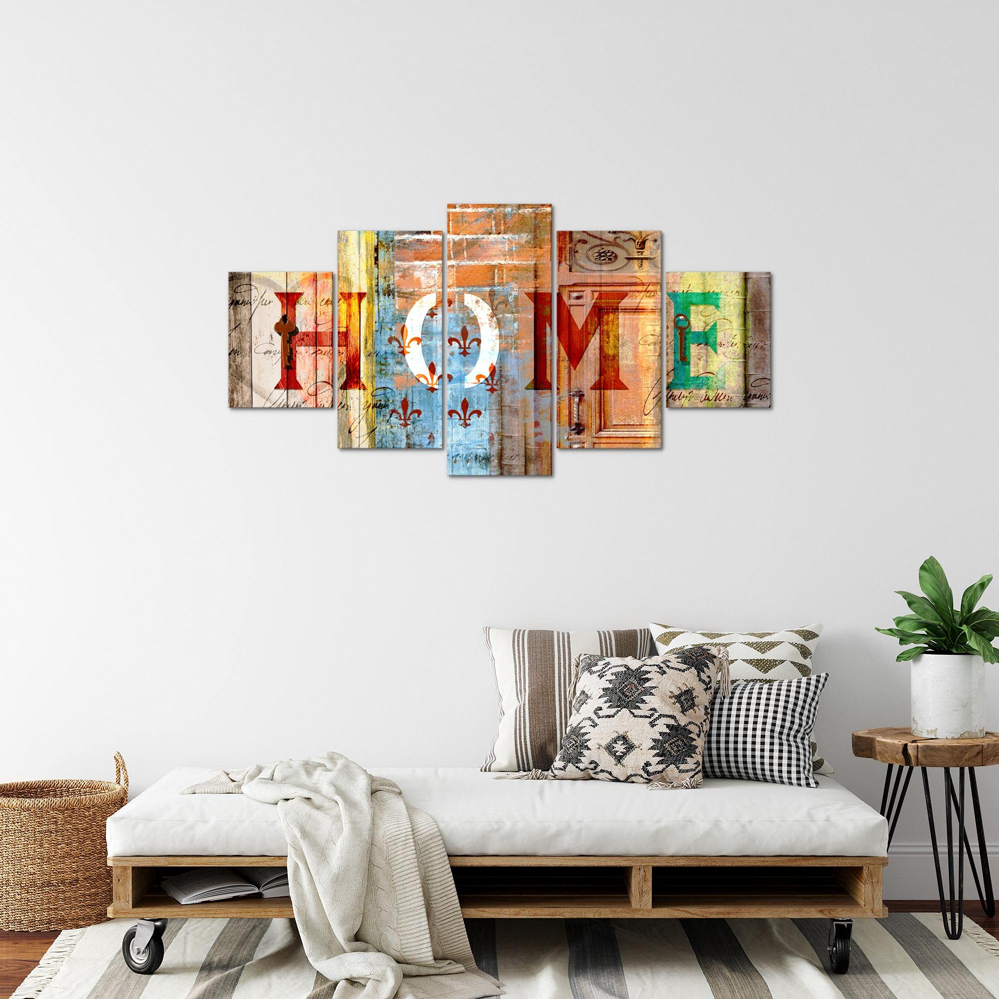 Runa Art – Quadro Murale In Tessuto Non Tessuto 110g/m², Graffiti Colorati, 5 Pezzi, Made In Germany