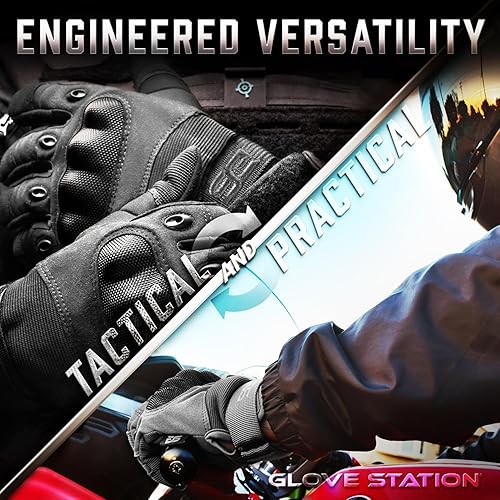 Miniatura 75 de Glove Station - Guantes tácticos para hombre, equipo funcional para pantallas táctiles con protección rígida en los nudillos, para motocicleta