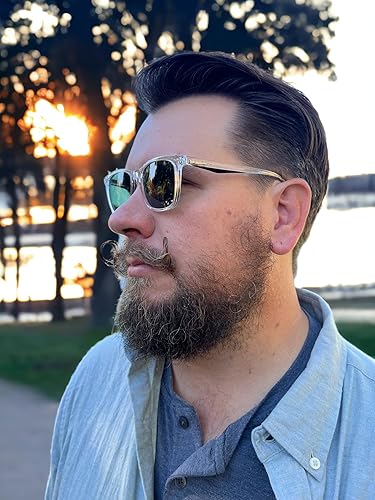 Miniatura 5 de DSME Gafas de sol polarizadas de moda para hombre, transparentes con lentes tintadas verdes, protección UV400, Transparente